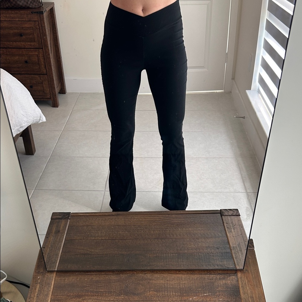 Women's Black Stretch Flared Dress pants